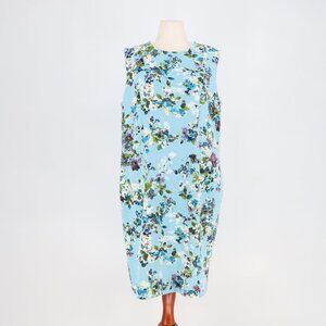 J.JILL Light Blue Multicolor Floral Sleeveless Sheath Dress Size 18